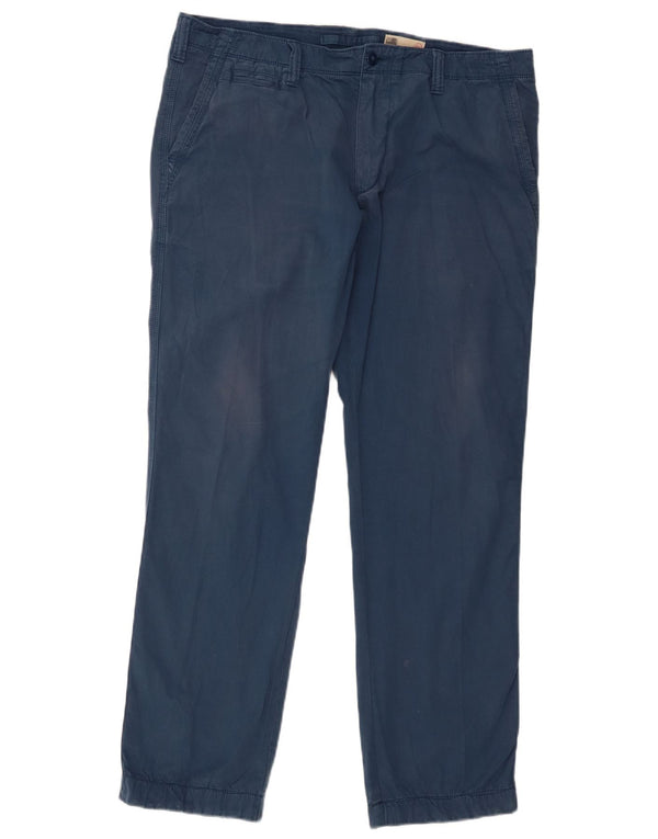 Marks & Spencer Mens Straight Chino Trousers W36 L29 Blue Cotton