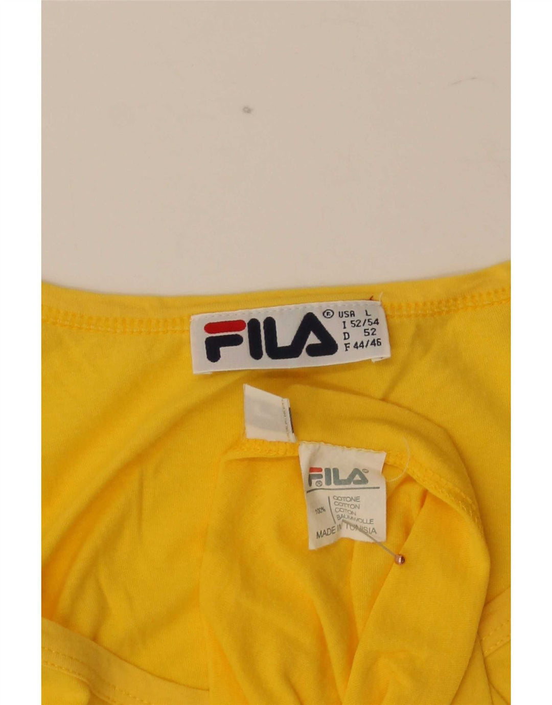 Fila Mens Vest Top Large Yellow Cotton
