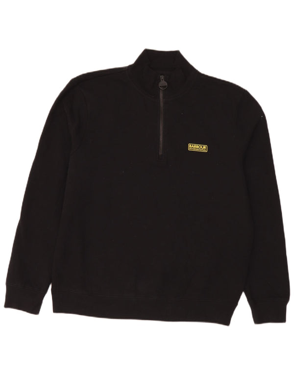 Barbour Mens Zip Neck Sweatshirt Jumper XL Black Cotton