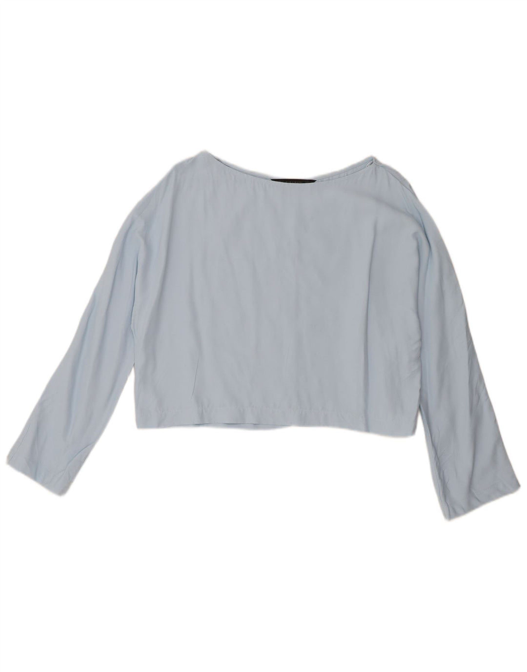 Zara Womens Crop Blouse Top UK 14 Large Blue Viscose