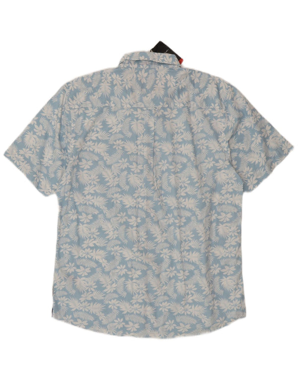 Pierre Cardin Mens Short Sleeve Shirt Large Blue Floral Cotton