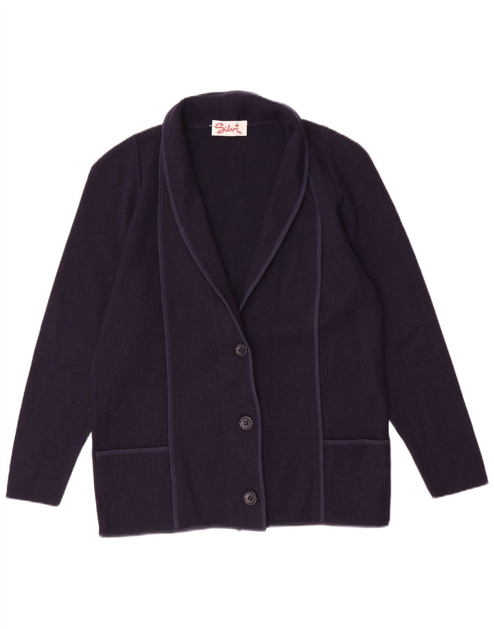 Vintage Womens Cardigan Sweater IT 46 Large Navy Blue Polyacrylic