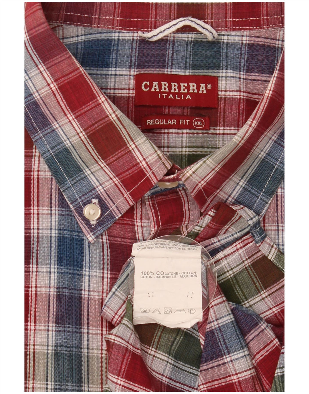 Carrera Mens Short Sleeve Regular Fit Shirt 2XL Multicoloured Check Cotton
