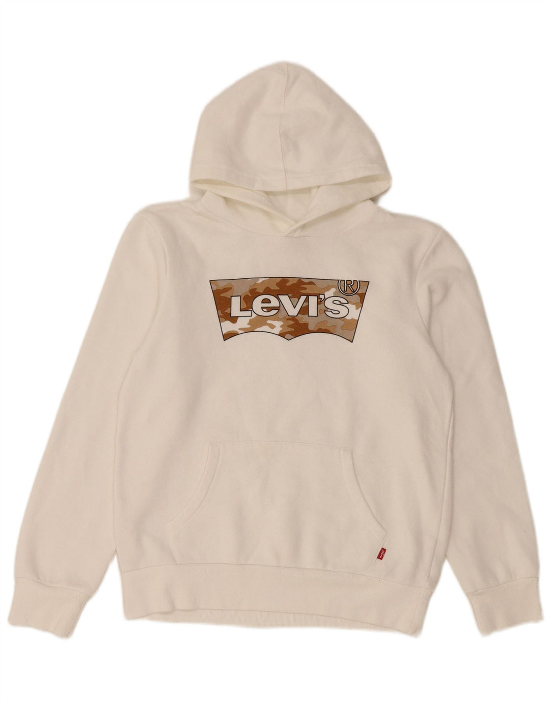LEVI'S Boys Graphic Hoodie Jumper 13-14 Years White Cotton