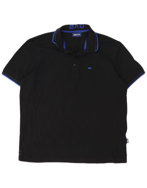 Gas Mens Polo Shirt 3XL Black Cotton