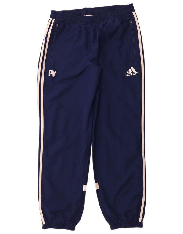 Adidas Mens Graphic Tracksuit Trousers Joggers Large Navy Blue Polyester