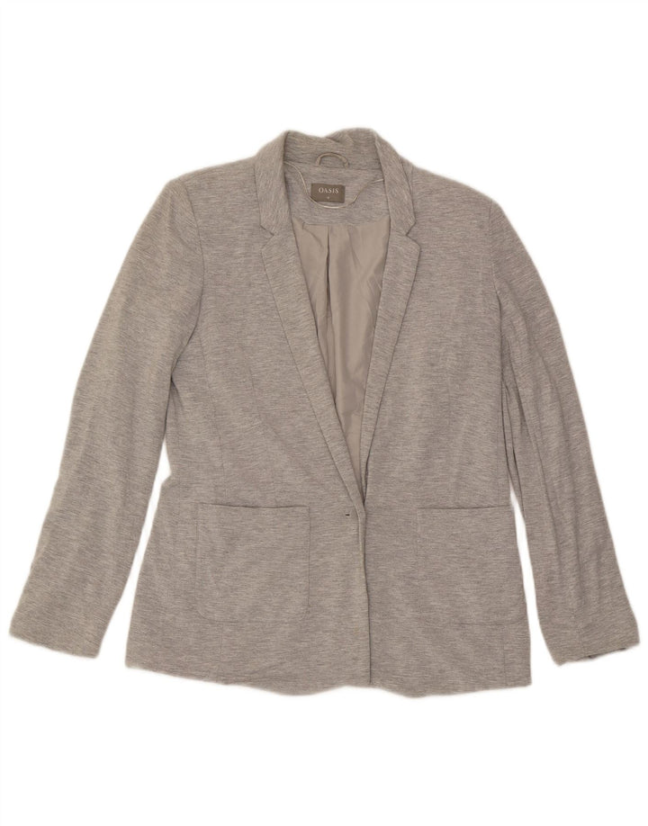 Oasis Womens 1 Button Blazer Jacket UK 10 Small Grey Flecked Viscose