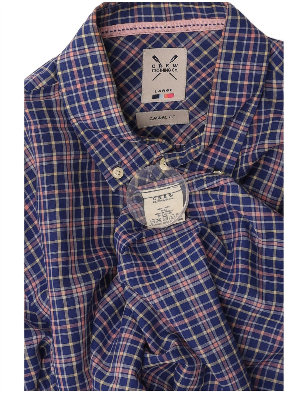 CREW CLOTHING Mens Casual Fit Shirt Large Blue Check Cotton