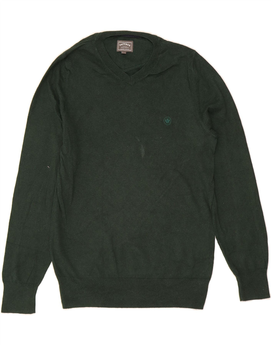 FAT FACE Mens V-Neck Jumper Sweater Medium Green Cotton Vintage Fat Face and Second-Hand Fat Face from Messina Hembry 