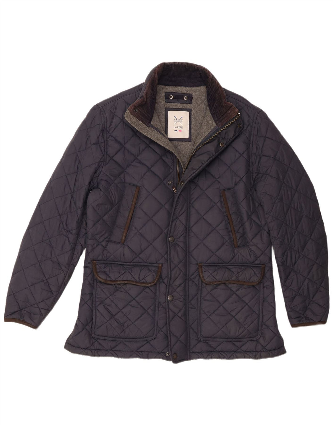 Crew Clothing Mens Quilted Jacket UK 40 Large Navy Blue Nylon