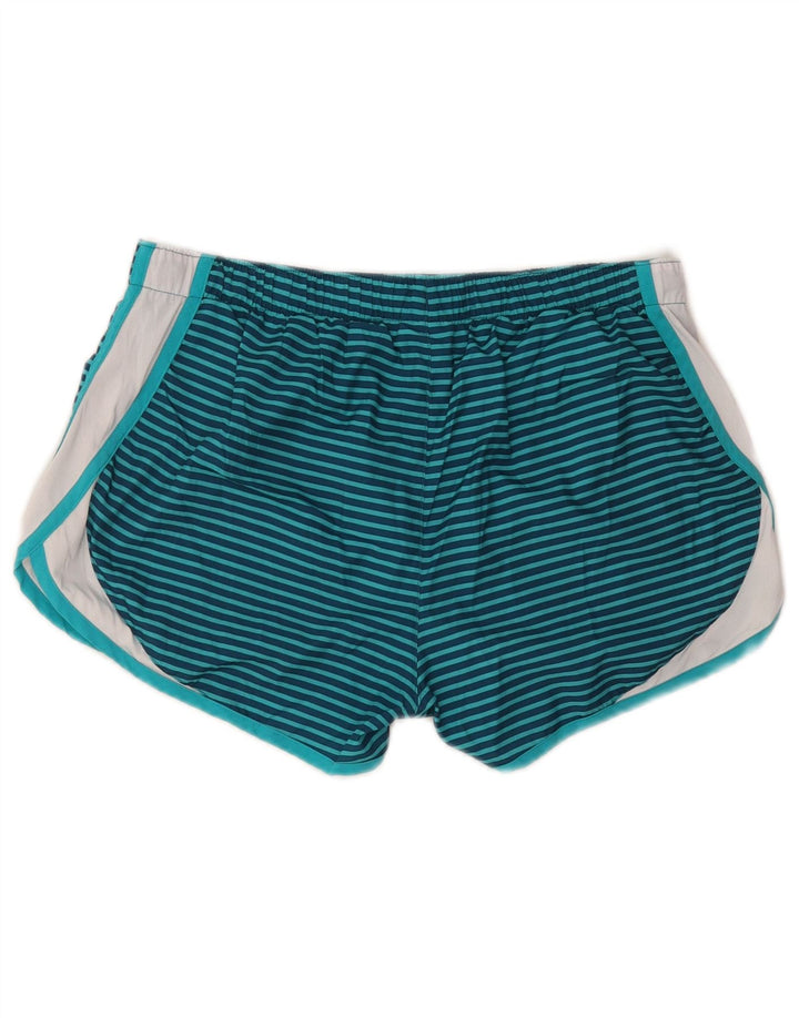 NEW BALANCE Womens Sport Shorts UK 14 Medium Navy Blue Striped