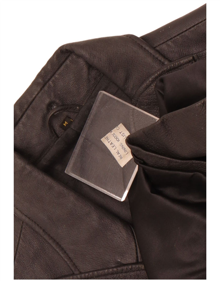 Vintage Mens 3 Button Leather Blazer Jacket UK 38 Medium Black Leather