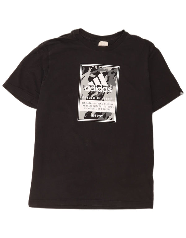 Adidas Mens Graphic T-Shirt Top Medium Black Cotton