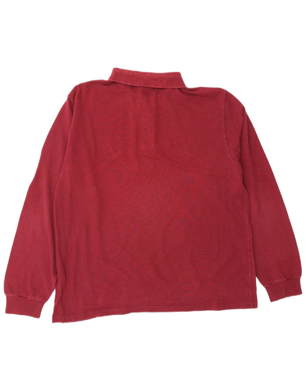 Lacoste Mens Long Sleeve Polo Shirt Size 6 XL Burgundy Cotton