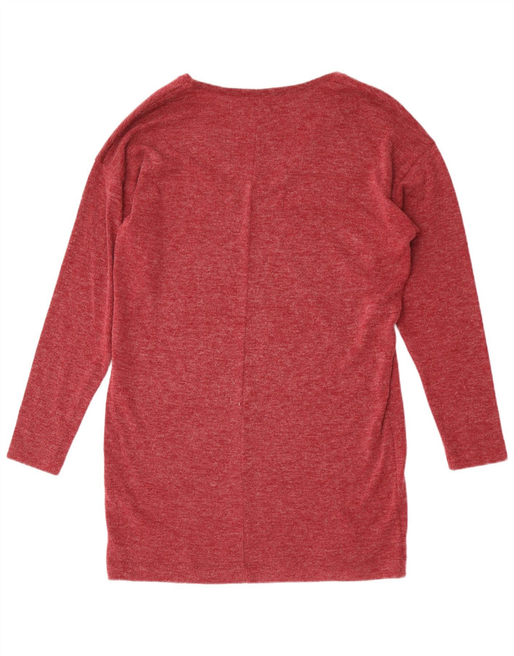 Zara Womens Top Long Sleeve UK 14 Medium Maroon Flecked Polyester