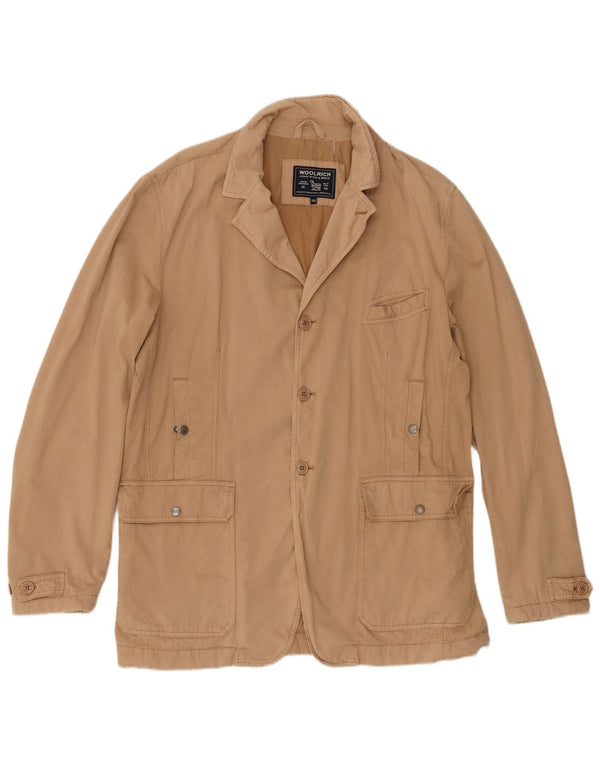 Woolrich Mens Utility Jacket UK 44 2XL Beige Cotton