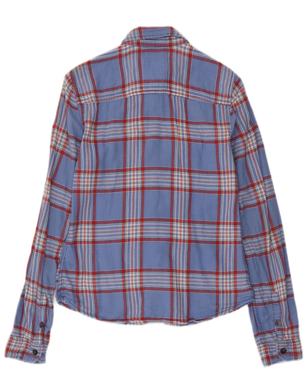 HOLLISTER Womens Flannel Shirt UK 10 Small Blue Check Cotton