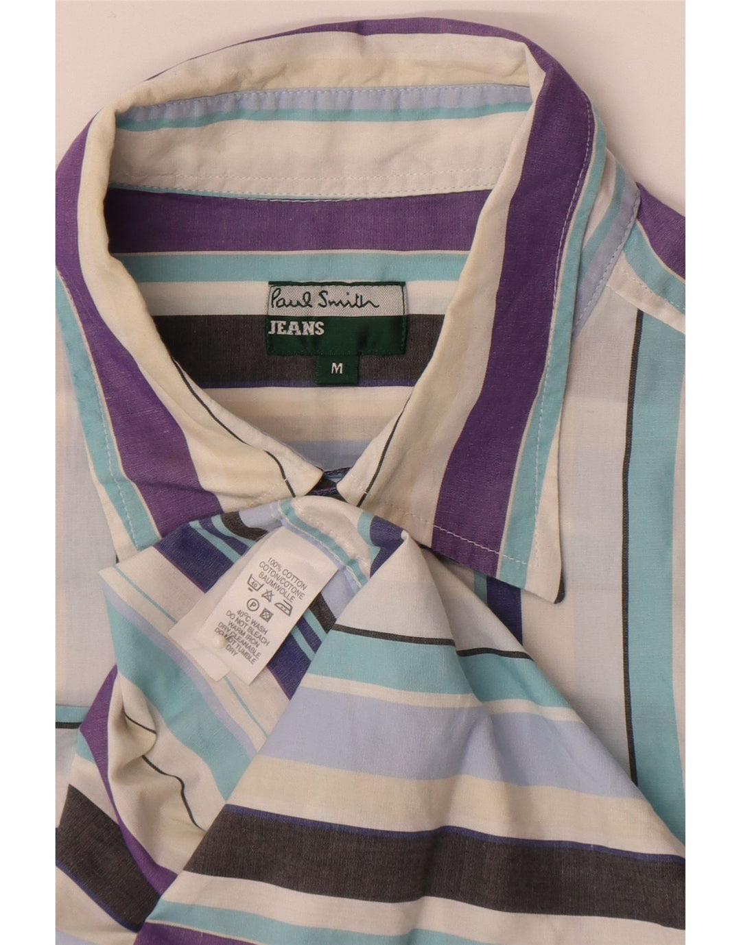 Paul Smith Mens Short Sleeve Shirt Medium Multicoloured Striped Cotton