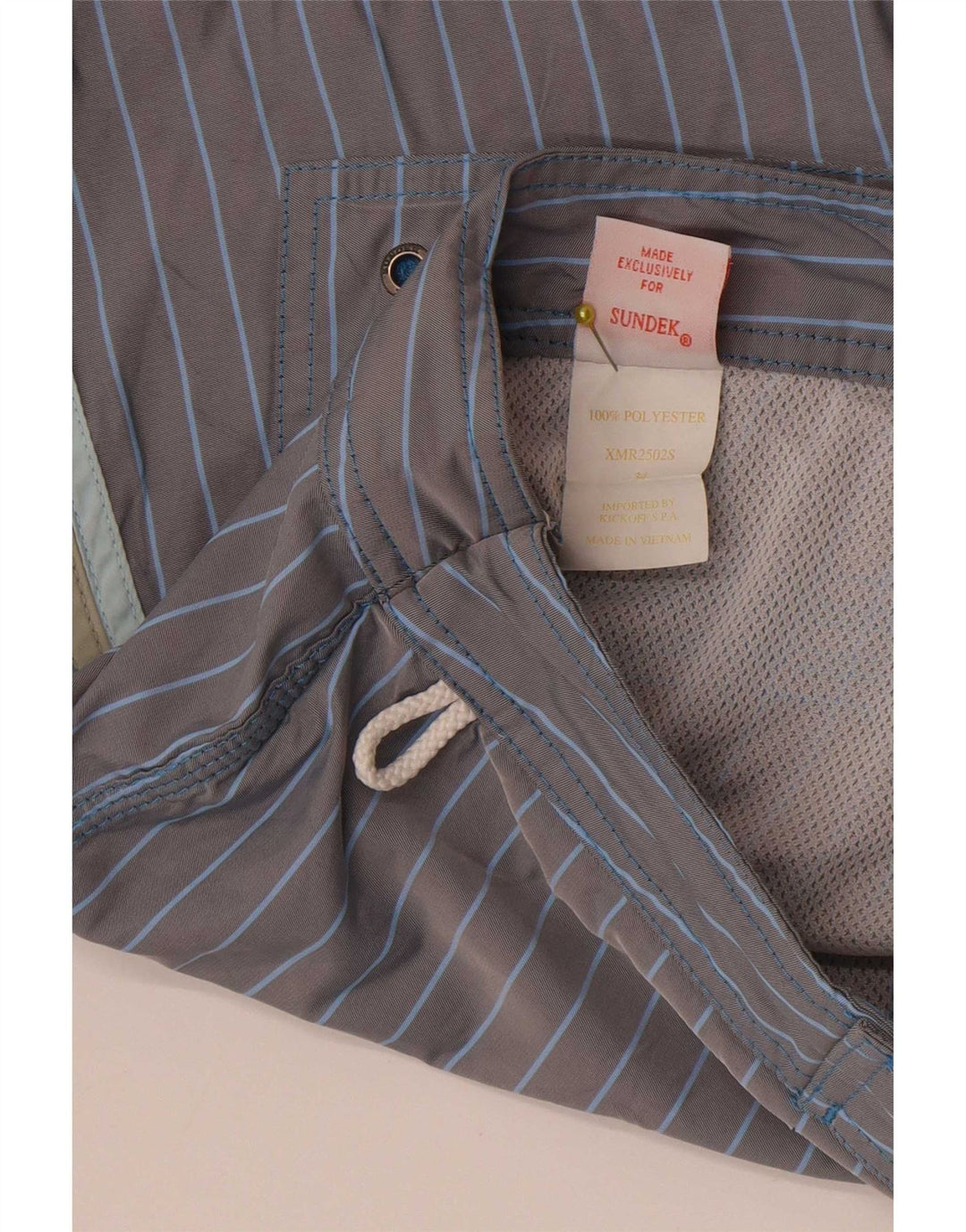 Sundek Mens Swimming Shorts Large Grey Pinstripe Polyester
