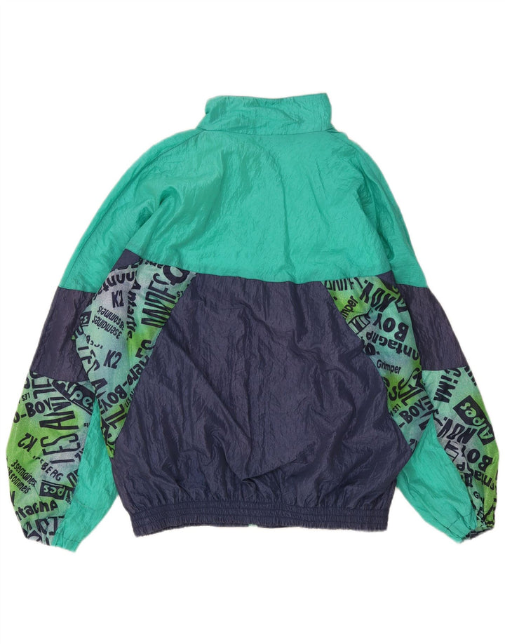 Vintage Mens Oversized Tracksuit Top Jacket XL Navy Blue Colourblock