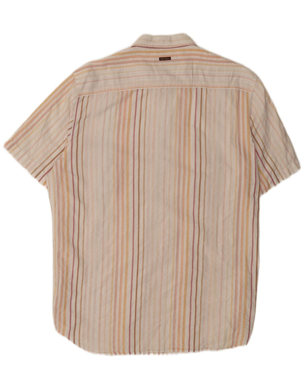 Marlboro Classics Mens Short Sleeve Shirt 2XL Beige Pinstripe Cotton