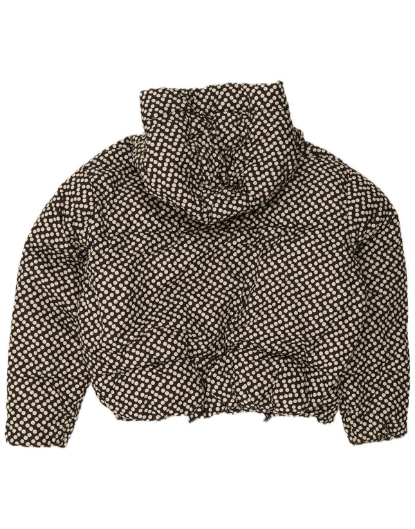 Zara Womens Hooded Oversized Padded Jacket UK 10 Small Black Polka Dot