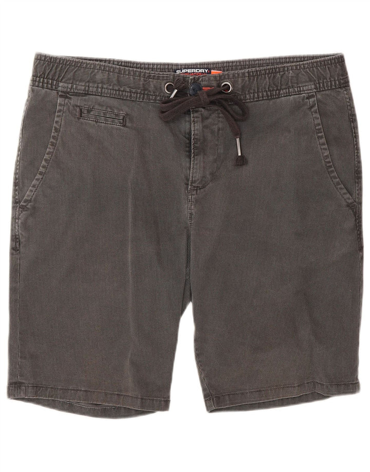Superdry Mens Chino Shorts Medium W32  Grey Houndstooth Cotton