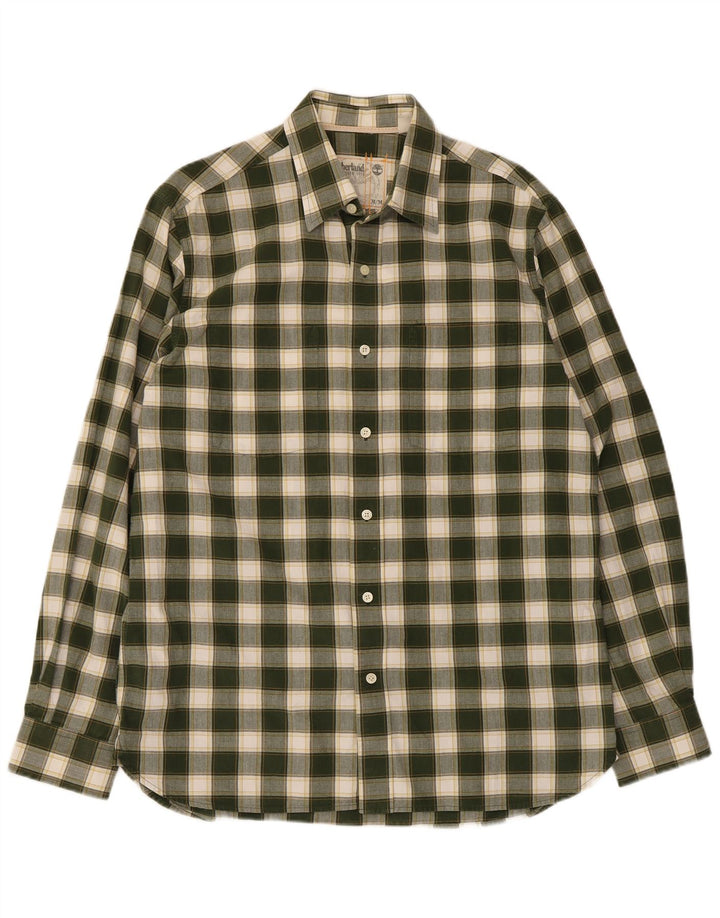 Timberland Mens Regular Fit Shirt Medium Green Check Cotton