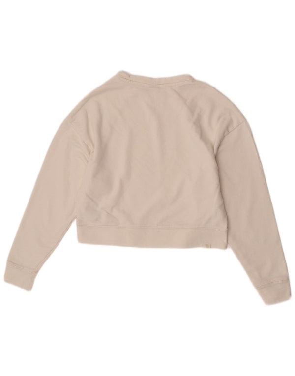 Puma Womens Crop Sweatshirt Jumper UK 6 XS White Cotton