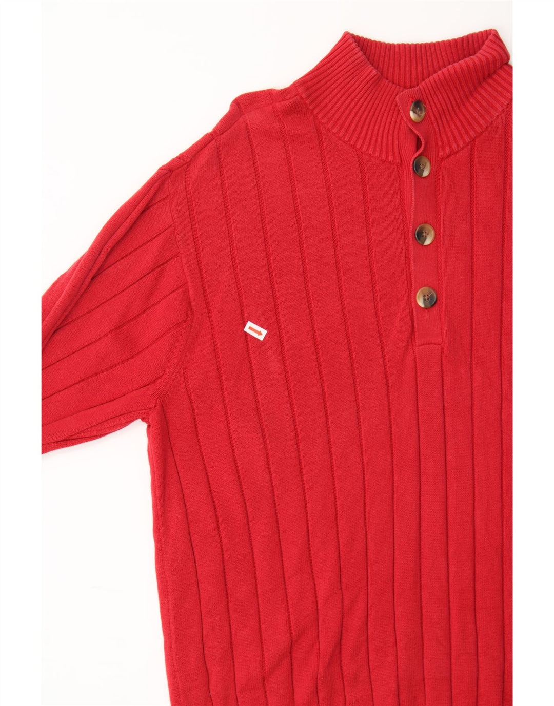 IZOD Mens Button Neck Jumper Sweater Small Red Cotton Vintage Izod and Second-Hand Izod from Messina Hembry 