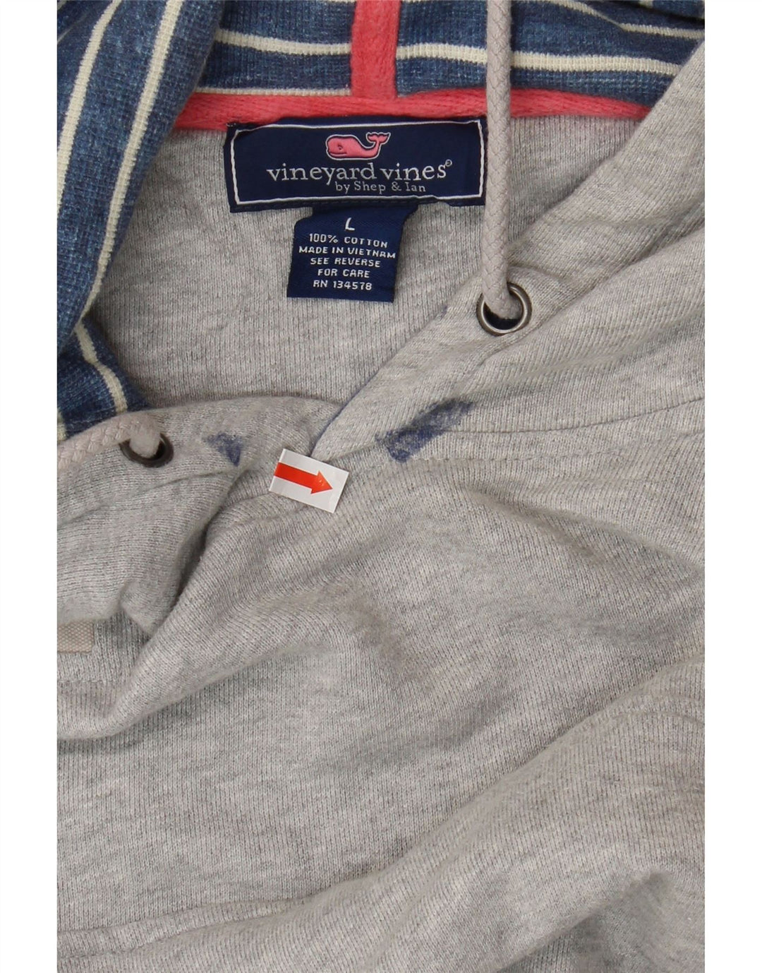 VINEYARD VINES Mens Hoodie Jumper Large Grey Cotton