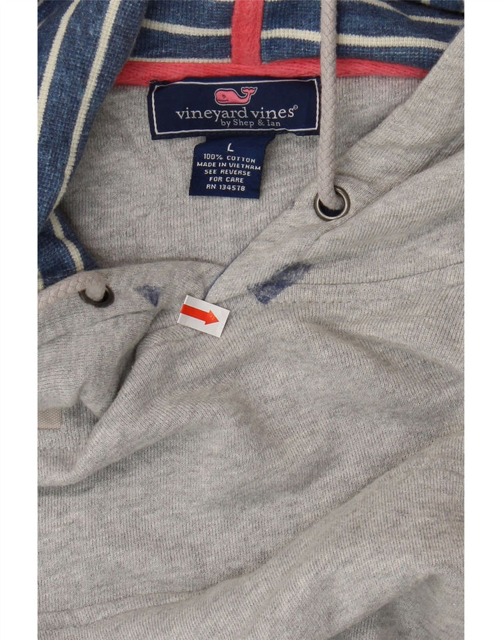 VINEYARD VINES Mens Hoodie Jumper Large Grey Cotton