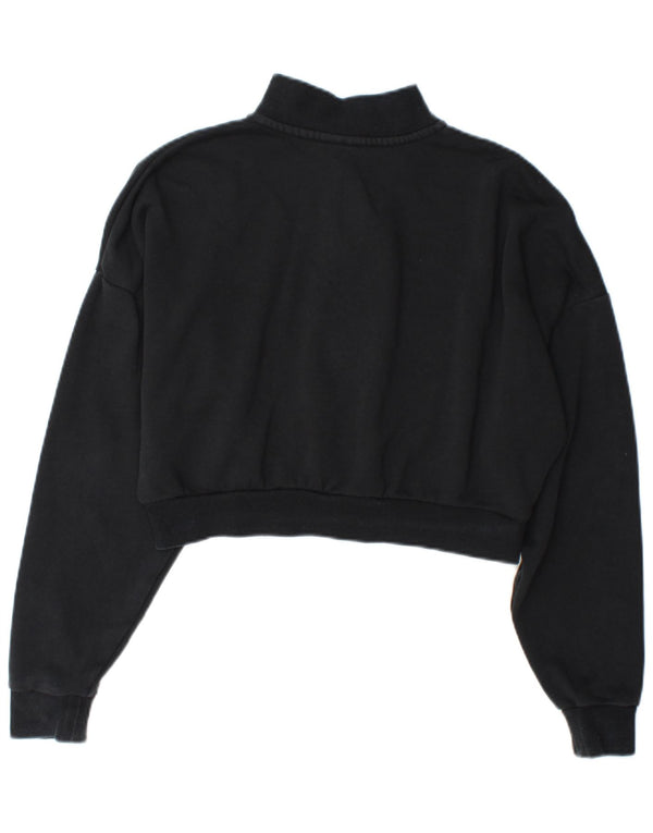 Nike Womens Crop Crop Zip Neck Sweatshirt Jumper UK 10 Small Black Cotton