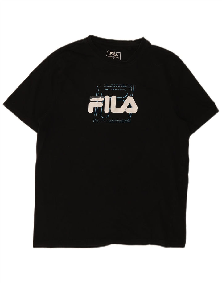 Fila Mens Graphic T-Shirt Top Medium Black Cotton