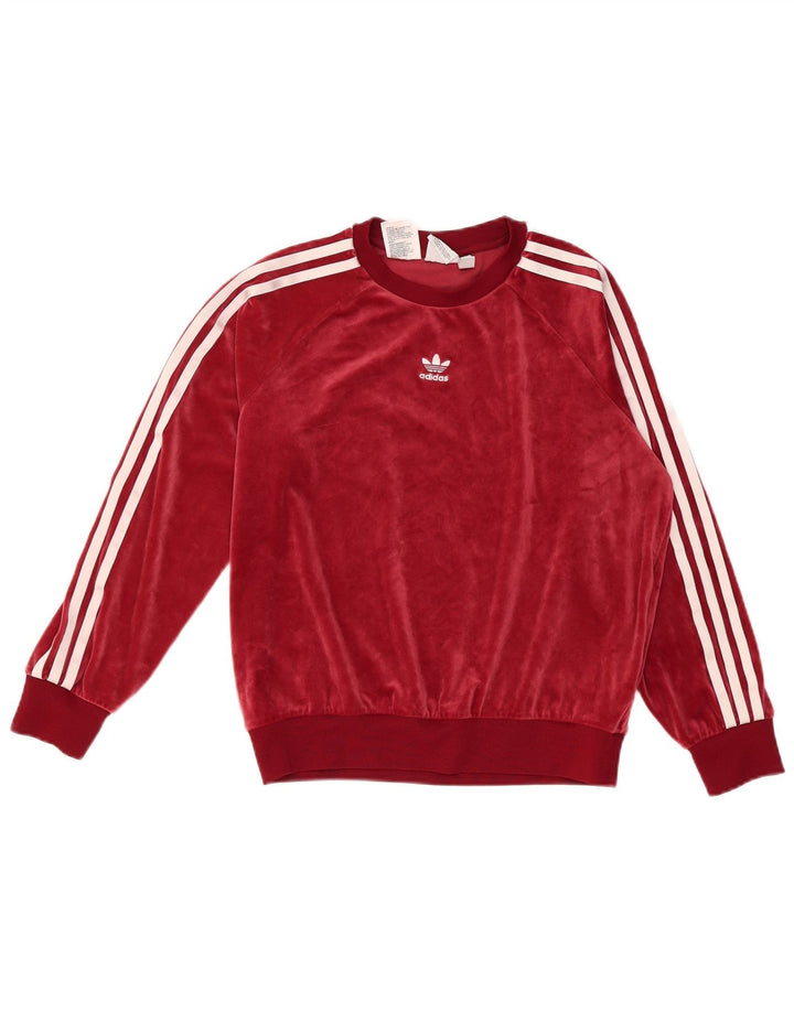 Adidas Girls Loose Fit Sweatshirt Jumper 12-13 Years Burgundy Polyester