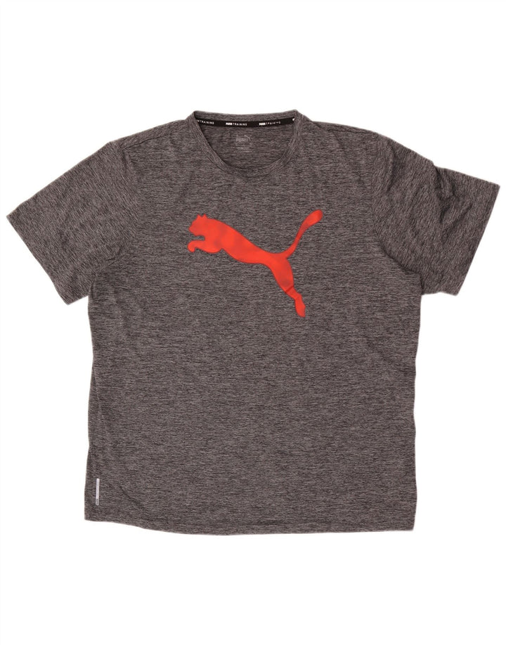 Puma Mens Training Graphic T-Shirt Top XL Grey Flecked Polyester