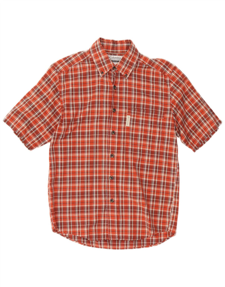 COLUMBIA Mens Short Sleeve Shirt Small Red Check Cotton