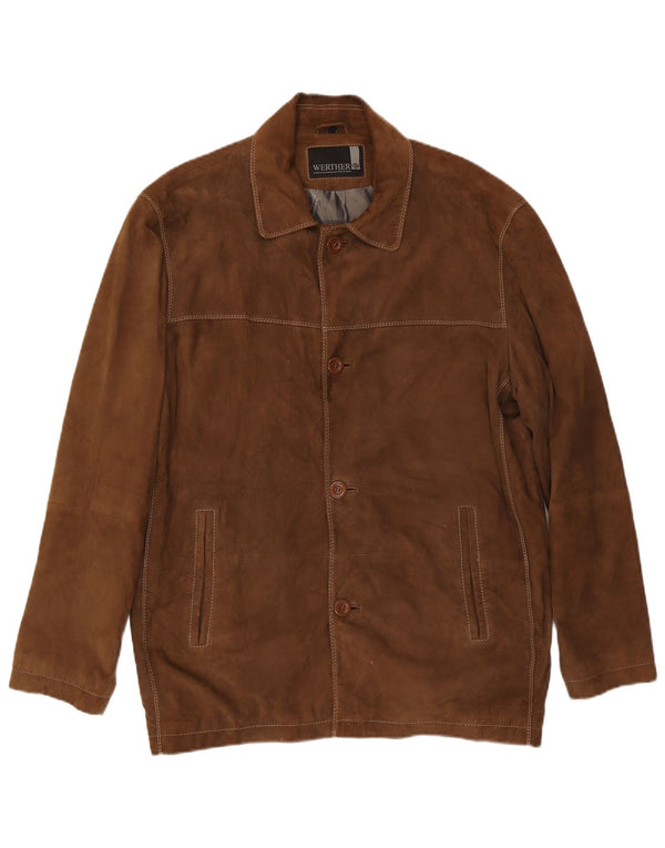 Werther Mens Suede Jacket IT 54 2XL Brown Leather