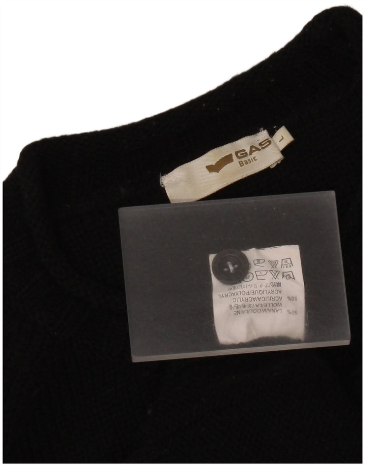 Gas Mens Crew Neck Jumper Sweater Large Black Wool