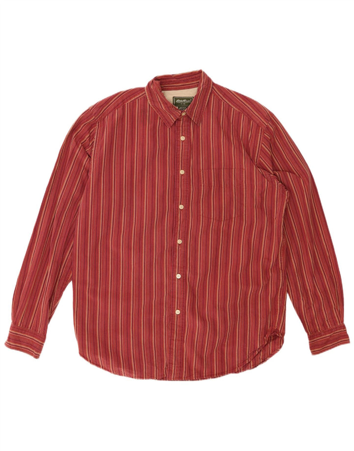 EDDIE BAUER Mens Shirt Medium Red Striped Cotton
