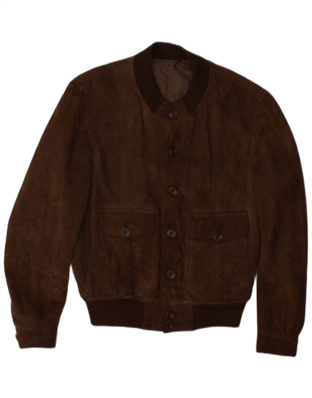 VINTAGE Mens Suede Bomber Jacket IT 44 XS Brown