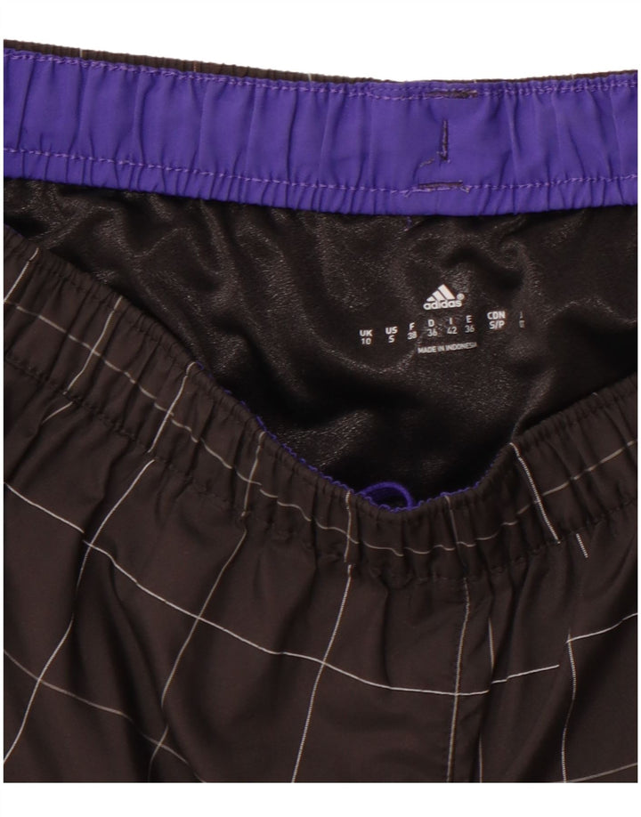 ADIDAS Womens Sport Shorts UK 10 Small Black Check