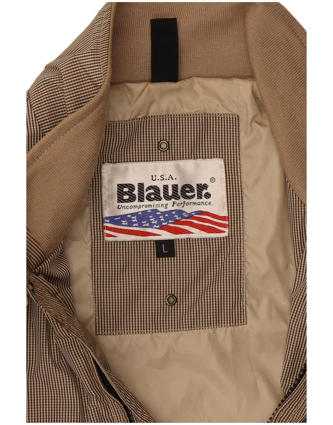 BLAUER Mens Bomber Jacket UK 40 Large Grey Check Polyester