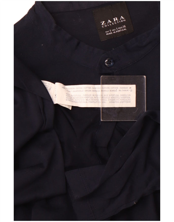 ZARA Mens Pullover Shirt Small Navy Blue Cotton