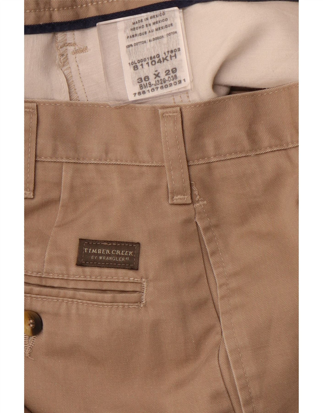 WRANGLER Mens Timber Creek Straight Chino Trousers W36 L29 Brown Cotton
