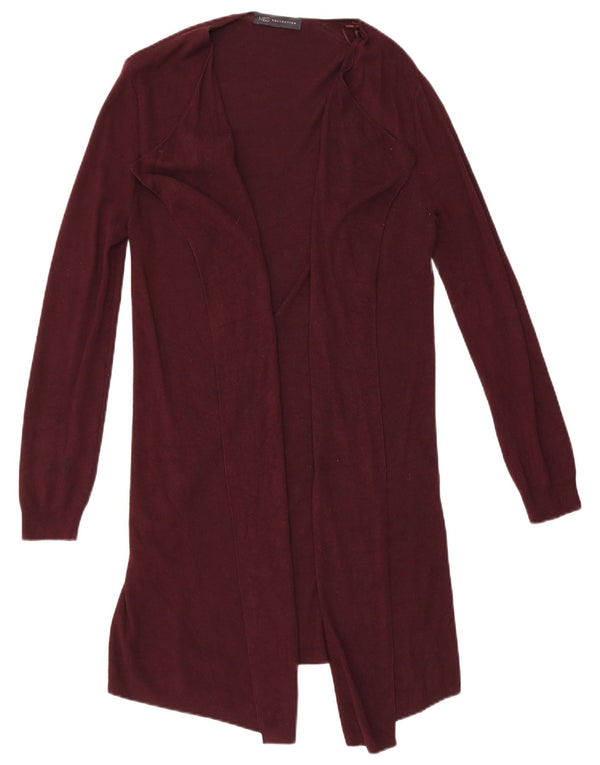 Marks & Spencer Womens Longline Open Cardigan Sweater UK 10 Small Burgundy