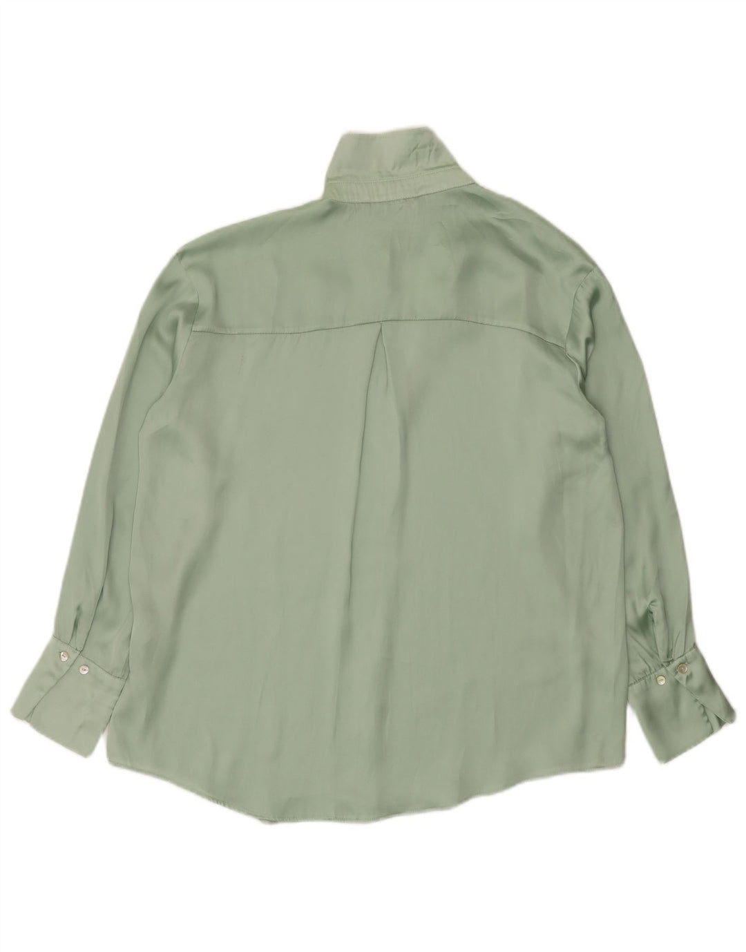 Zara Womens Oversized Shirt Blouse UK 14 Medium Green Polyester