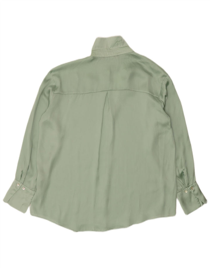 Zara Womens Oversized Shirt Blouse UK 14 Medium Green Polyester