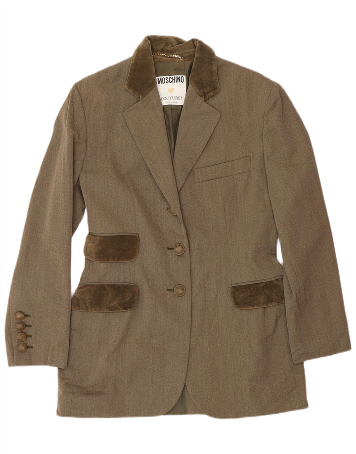 MOSCHINO Womens 3 Button 2 Piece Skirt Set UK 12 Medium W28 Brown Classic