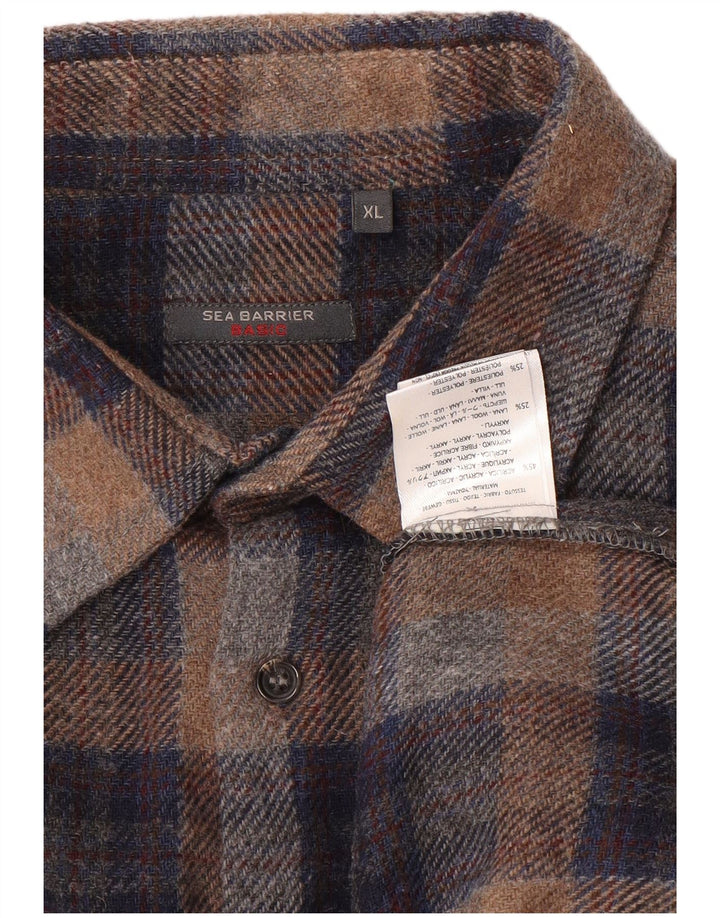 SEA BARRIER Mens Overshirt Shirt XL Grey Check Acrylic